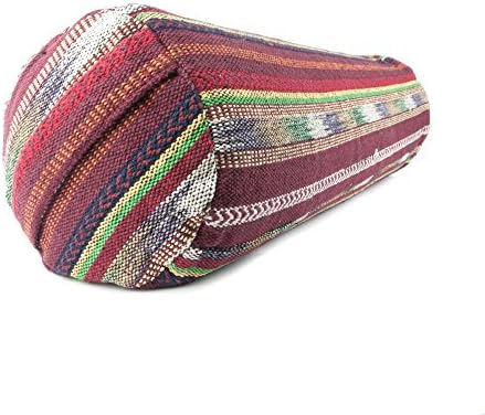 Yoga Bolster - Round Cotton - Organic Buckwheat Husk Adjustable Filling - Washable Cover - 60cm - Colour Autumn