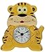 Tiger Clock : Handcrafted Wooden Gift Idea : On/off alarm switch on reverse : Top Safari Jungle Nature Wildlife Zoo Hand Painted Gifts for Boys, Girls, Kids, Children & Fun Loving Adults! : 1 Train, 1 Bird & 7 Animal Designs Available : Height approx 12cm