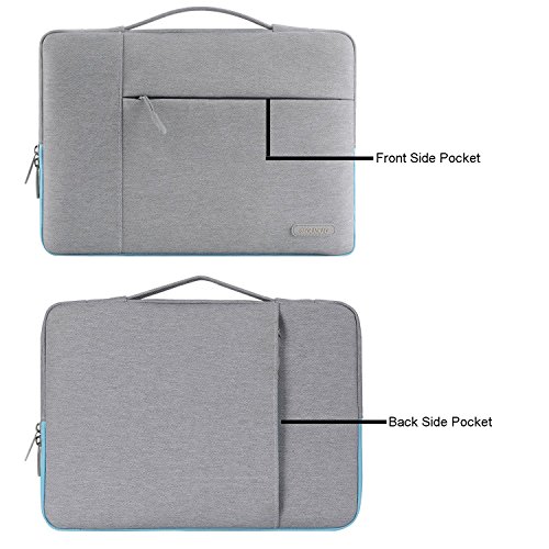 MOSISO Polyester Gewebe Multifunktionshülsen Aktenkoffer Handtaschen Kasten Abdeckung für 14 Zoll Notebook Computer Ultrabook, Grau & Heiß Blau - 3