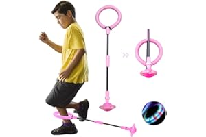 JUNBAOYYDS Shine Bola de Salto de Tobillo, Anillo de Saltar Intermitente para niños, Plegable Anillo de Salto Intermitente,Colorida Flash Bola de Salto, LED Saltar Bola para Niños (Rosa)
