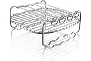 JILIJIA Air Fryer Rack-_HD9904/00 Doppellagiger Regal Spieß RackAir Friteuse Grill mit Spießen Zubehör Mehrzweck-Edelstahl Airfryer Grillrost (20cm vier Nadeln)