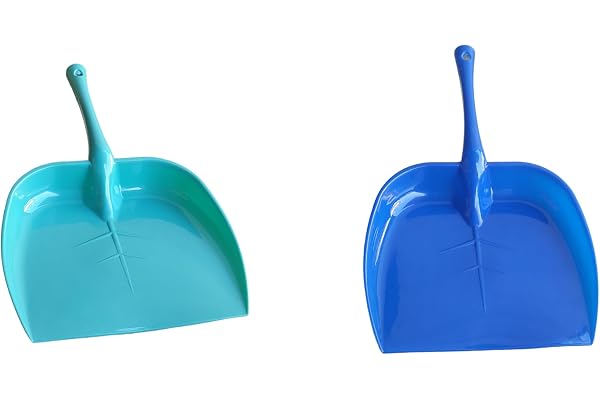 GinoSet Plastic Unbreakable Dustpan Big Size with Long Handle DUST Collector PAN for Home and Kitchen(Pack of 2 PC) Multi Colors