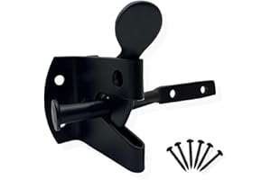 Tradeals 1 Pack Auto Gate Latch Heavy Duty Screws Automatic Garden Door Latches for External Doors Self Closing Locking Gate Catch Black (Black, 1 Pack)
