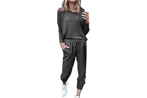 HAOLEI Survêtement Femme Ensemble de Sport 2 pièces Ensembles de Sweatshirt + Pantalon Casual Pyjama D'Intérieur Jogging Pullover Outwear Tenue Yoga Sportswear