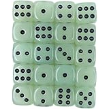 DollaTek Confezione da 20 Dadi D6 a Sei Facce 14mm Glow in The Dark con Borsa Nera per Giochi di Dadi o insegnamento della Ma