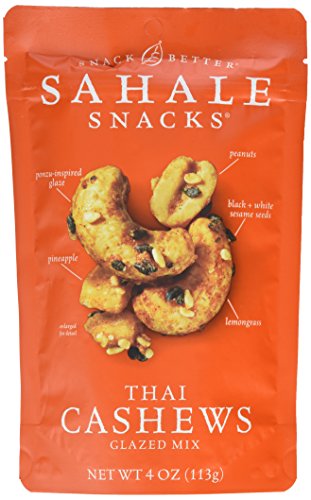 Sahale Snacks Thai Cashews Glazed Mix, Gluten-Free Snack, 4-Ounce, Pack of 6
