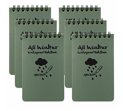 All-weather Lot de 6 carnets de note imperméables de couleur verte militaire JASE Army Green