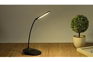 TiRiSMART Adjustable LED Desk Lamp|Rechargable Bedside Lamp USB Portable Charging Port Battery(1200mAh),3 Level Dimmer,Flexible Style (Black)