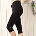 Liang Rou Maternity Ultra Thin Stretch Adjust Waistband Cropped Leggings Color Black