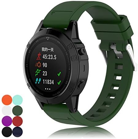 YEFOD Garmin Fenix 5 Multisport GPS Watch Replacement Strap, Flexible Silicone 22mm Replacemant Accessories Bracelet with Metal Buckle Wrist Watch Band Strap for Garmin Fenix 5/Garmin Forerunner 935/Approach S60/Quatix 5/Quatix 5 Sapphire