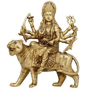 ShalinIndia Brass Sculptures and Statues Durga Idol Religious Hindu Home Décor 8 Inches