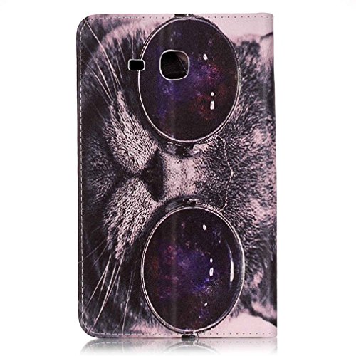 SZHTSWU Kunstleder Tasche für Samsung Galaxy Tab A 7.0 (2016) Tablette, Farbmalerei Serie PU Leder Tablette Tasche Hülle Schutzhülle Flip Wallet Case Ledertaschemit Kartenfächern und Ständerfunktion für Samsung Galaxy Tab A 7.0 SM-T280/SM-T285 (7 Zoll) Wi-Fi (2016)Tablet-PC (Brille Katze 09) - 3