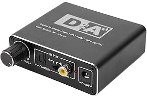 DIOCHE Convertisseur de Signaux Audio Numériques, Convertisseur DAC Audio Portable Fibre Optique Coaxiale Numérique vers Adaptateur de Signal Analogique R/L Amplificateur Hifi Jack 3,5 mm