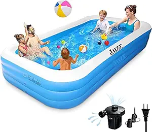 Juzr / Swimming Pool 10-Feet 3 Stripped Printed Inflatable Rectangle Bath Tub and Swimming Pool for Adults Kids Spa with Free Pump 120x 72