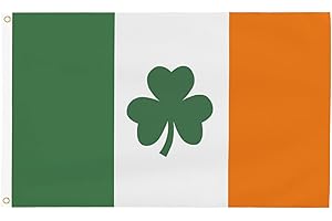 HEIGUDAN St Patricks Day Irish Flag Decoration 5ft x 3ft Ireland Irish Shamrock Indoor/Outdoor, Vivid Color Shamrock Irish Flag, St Patricks Day Decorations