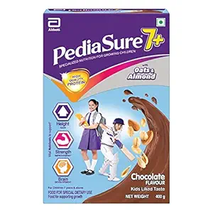 Pediasure?7+ Specialized Nutrition Drink Powder 400g, Premium Chocolate Flavour, Complete & Balanced Nutrition for Growing?Children,Supports?Height?Gain,Muscle?Strength & Brain Development-Refill?Pack