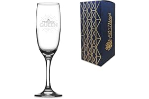 SAY IT WITH GLASS BY THE CNC GROUP Novelty 7.5oz/210ml Prosecco Champagne Flute - Prosecco Queen - Perfect Prosecco Gift - Optionally Engraved with Your Own Personal Message on The Back.