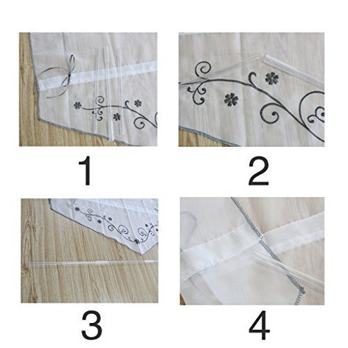 1er-Pack Voile Stickerei Bändchenrollo mit Tunnelzug Raffrollos, Weiß, B/H: 80/140cm - 3