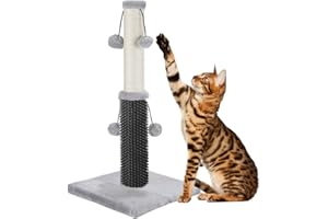 SGAVAHSG 51cm Tall Cat Scratching Post with Sisal Scratch Posts, 4 Hanging Balls, and Self-Massage Brush - Vertical Scratcher for Indoor Cats and Kittens