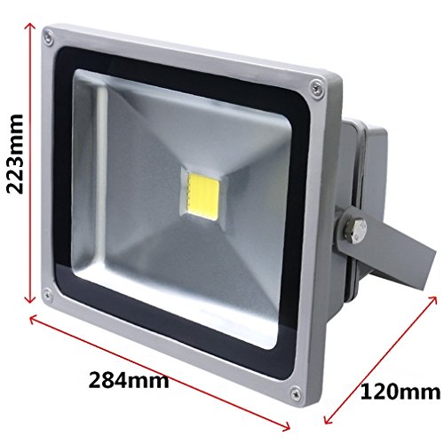 SAILUN 50W LED Fluter Floodlight Strahler Licht Scheinwerfer Außenstrahler Wandstrahler Silber Aluminium IP65 Wasserdicht AC 85 – 265V WarmWeiß - 3