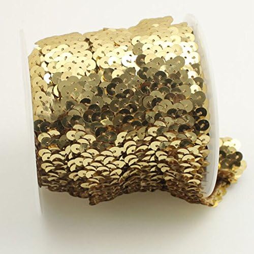Yontree 10 yards Elastic Gleaming Ribbon Sequins Applique Wedding Costume Bridal Decor