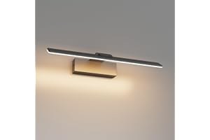 Klighten Lampara Espejo Baño Led 40cm, 12W 1100 Lumen, IP44 Luz Espejo Baño, Aplique Espejo Baño Aluminio Moderno, 60 LEDs, Blanco Cálido 3000K, Nero