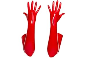 YUDATPG Women Long Gloves PU Leather Stretchy Faux Leather Daily Costume Opera Party Evening Ruffled Elbow Gloves Cosplay Wedding
