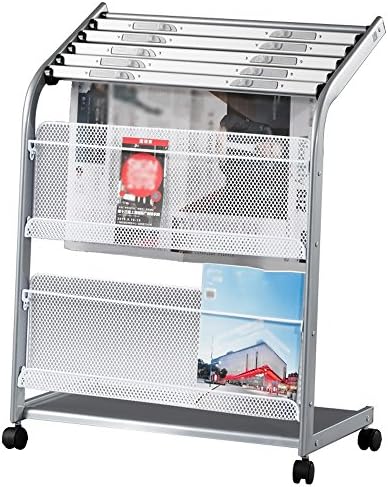 Magazine racks Folder Magazine Simple Bookstand Iron Home Office Magazine Shelves Propaganda Landing Show (Color : Silver)