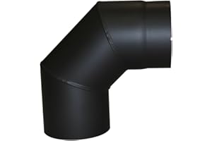 KaminoFlam Coude de Raccordement de Cheminé, Tuyau de Poêle Coudé 90° en Acier Laqué Senotherm, Ø env. 150 mm, Noir
