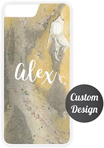 Custom Marble iPhone 7/8 Case Personalise Name Gifrs For Him Her Unique Printed Protector Cover Plastic (White/Black Case)