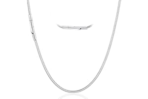 Uwiyo Chaîne de Serpent, 2mm Serpent Acier Inoxydable Collier, Collier Serpent en Argent, Collier Chaine Maille Serpent Homme, Serpent Chaîne Collier - Longueur: 46/51/56/61/66/71cm