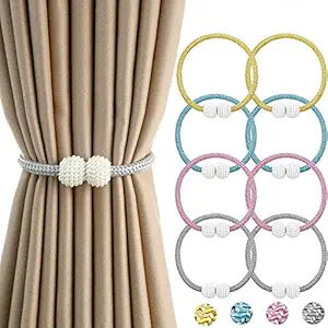 HOME CUBE Polyester Modern Curtain Tieback Clips, Standard, Random Color, Pack of 4