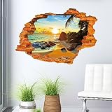 UNIQUEBELLA Wandsticker Sonnenstrand 3D Wandtattoo Wandaufkleber Fensterbilder Wall Art Sticker Decal - 7