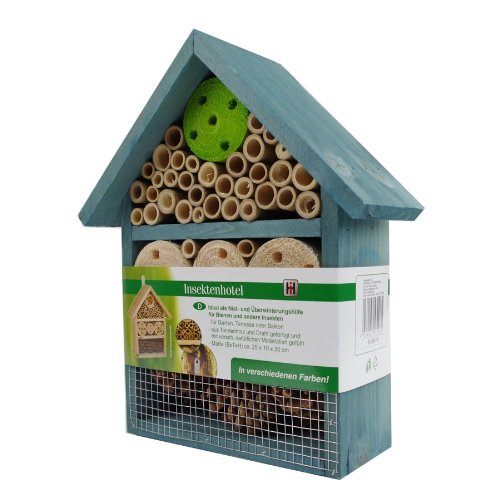 Insektenhotel Insektenhaus Bienen Florfliegen Marienkäfer Käfer Blau - 2