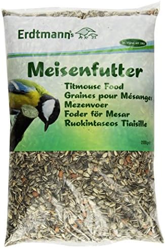 Erdtmann Wild Bird Seed - 2.5kg Pack Wild Bird Food - Blend of Sunflower Seeds, Hulled Oats, Wheat, Peanut Kernels & More, Year-Round Feeding - Ideal for Seed Feeders & Ground Feeding