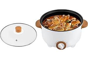 BAZARGAME Olla caliente eléctrica 3L olla eléctrica multifunción olla sopa olla eléctrica 3 modos de temperatura antiadherente olla caliente con utensilios de cocina (blanco)