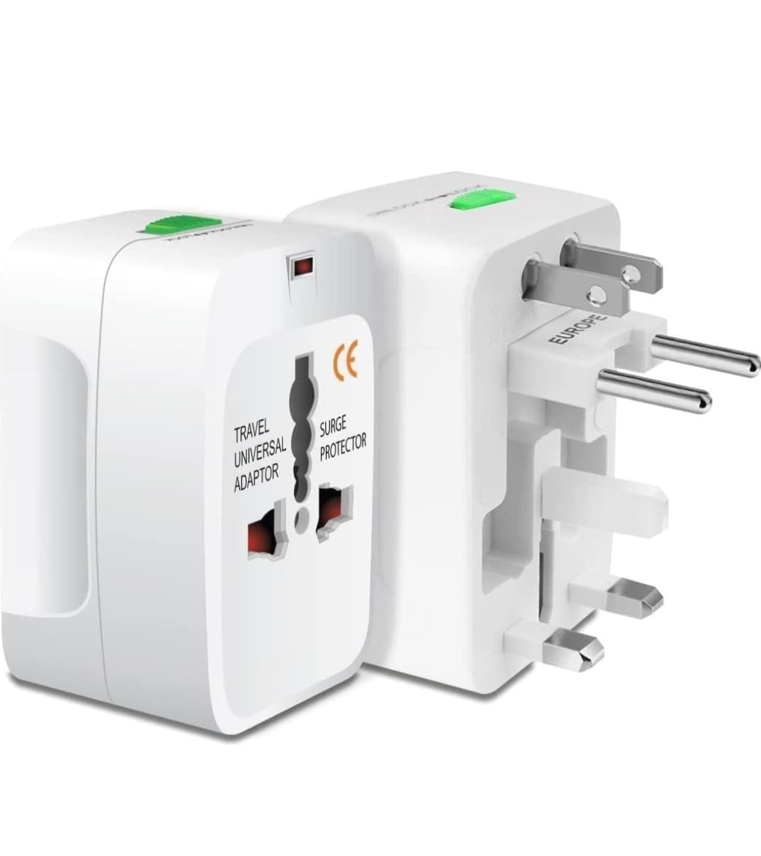 BLUE CHEERY Worldwide Universal All-in-One Worldwide International Travel Adapter with 125V 6A,250V Electrical Protected Plug (Travel Adapter Without USB (Travel Adapter Pack of (2))