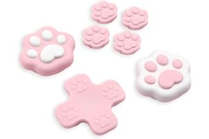 ‎GEEKSHARE GeekShare Silikonowy zestaw nasadek na klawisze krzyżowe, osłona joysticka, łapy kota ABXY, uchwyty kciuka, kompatybilne z konsolą do gier Switch 2 – różowe