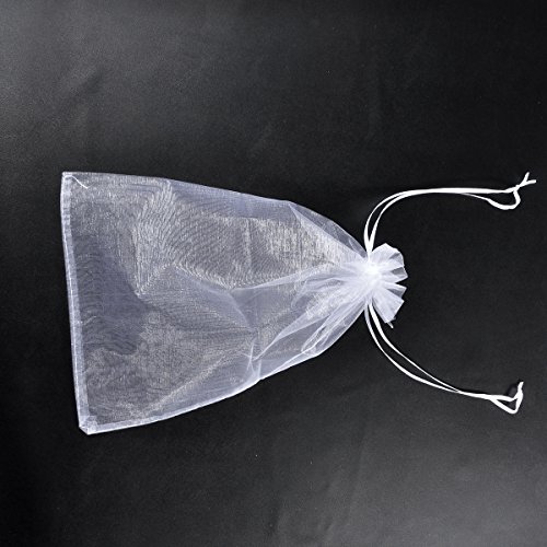 HooAMI 50-Stk. 20cmx30cm Weiß Organzasäckchen Organzabeutel Bonbonsbeutel Hochzeit Geschenk Geburtstag - 2