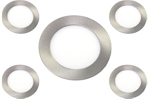 Jandei - Pack x5 Downlight LED 6W Redondo, Plano Empotrable, Blanco Frío 6000K, 480 Lumen, Interior IP20 con Marco Acabado Acero. Transformador Incluido. Perfecto para Hogar, Oficinas, Negocios.