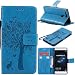 Produktbild Für Huawei P9 Hülle, SMART LEGEND Drucken Baum Muster Premium PU Leder Handschlaufe Lederhülle Schutzhülle Bookstyle Folio Handyhülle Flip Cover Schale Mappen Tasche Brieftasche Bumper mit Kartenfächer und Standfunktion Magnetverschluss Anti-Scratch Handycover - Blau