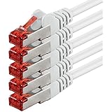 1aTTack CAT6 PIMF SSTP Network Patch Cable with 2 x RJ45 Connector Set Double Shielded Pack of 5 weiß - 5 Stück 10,0 Meter