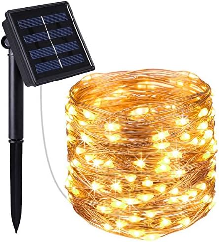 Solar String Lights Led String Lights Starry String Lights, 10 Meters 100 LED Waterproof Outdoor Starry Fairy Lights, Patio, Garden, Home,Party Decorations (Warm White)
