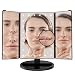 Produktbild LANGRIA 3 Seiten Make-up-Spiegel Kosmetikspiegel Schminkspiegel Rasierspiegel Touchscreen mit 24 LED-Beleuchtung faltbar dimmbar 180 Grad einstellbar Drehung 1X 2X 3X 10X Vergrößerungsspiegel für Home Beauty Verbesserung (schwarz)