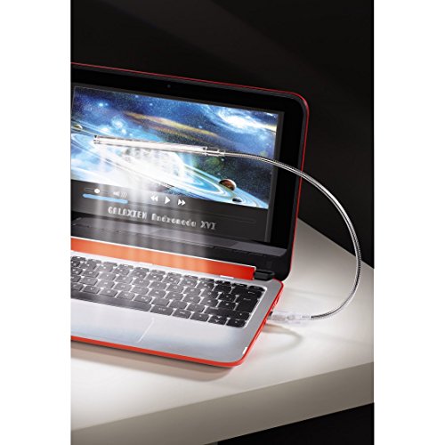 Hama USB LED-Notebooklicht mit flexiblem Schwanenhals, Tastaturbeleuchtung und Leselicht, für PC und MAC (10 weiße UHB- LEDs) - 2
