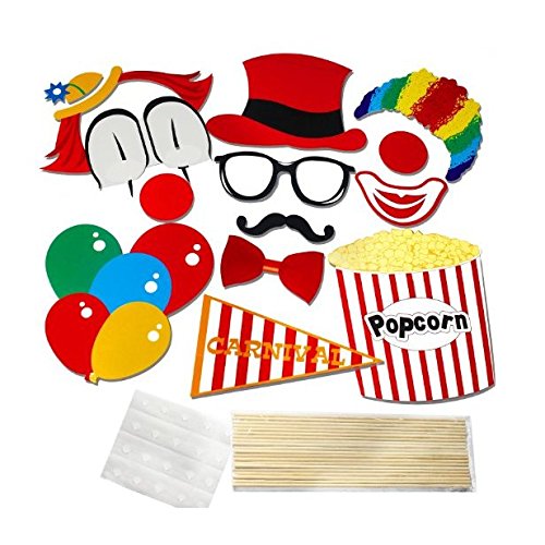 Veewon 13 Stück Fotorequisiten Photo Booth Props Diy Kit Zirkusclown Cosplay für Fotografie in Karnevals-Party, Hochzeit, Geburtstagsfeier - 3