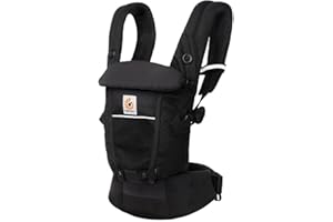 Ergobaby Porte-Bébé Adapt pour nouveau-nés, dès la naissance, porte-bébé ergonomique 3 positions en Mesh SoftFlex pour portage ventral et dorsal, Onyx Black