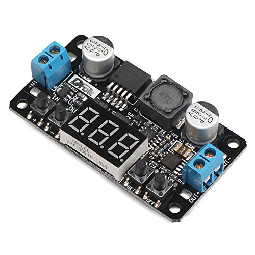DROK® LM2596 DC 5/12 Volt Einstellbare Spannungsregler mit Kühlkörper und Schraube 5-32.0V zu 0-30.0V DC Buck Converter Autobatterie Step-down Stromversorgungsmodul + Rote LED Voltmeter - 9