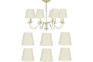 HAPIVIDA 6 sztuk żyrandol abażur, nowoczesny domowy E14 abażur z klipsem z tkaniny Mały abażur, kremowy klosz Droplight klosz do lampy