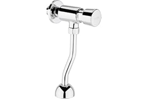 ENKI, Vision, BT4027, Urinal Flush Valve 1/2 Inch, Toilet Flush Valve Manual Button Delay Type, Time Adjustable Non Concussive, Automatic Shut Off, Toilet Tank Parts Replacement, Chrome